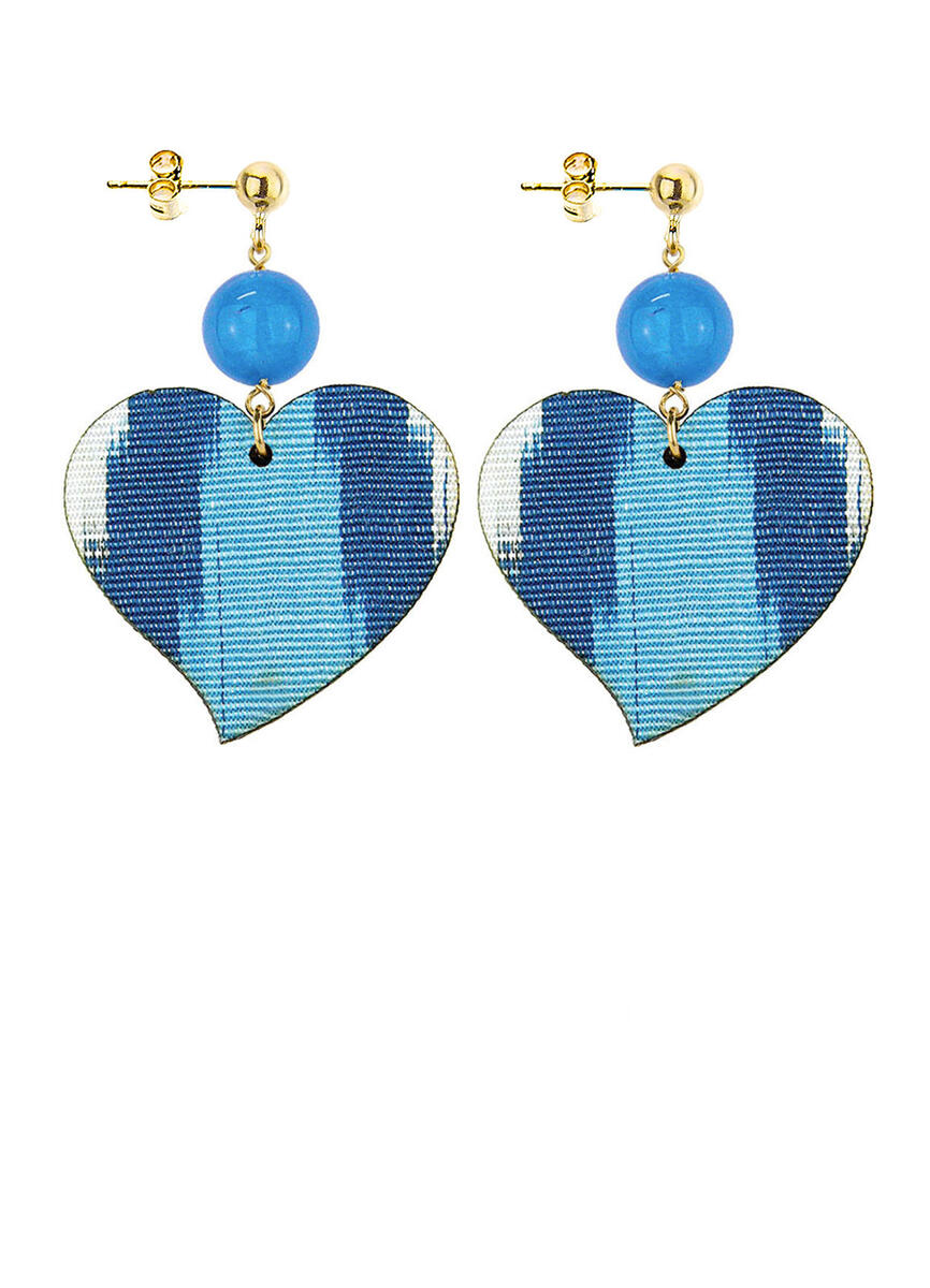 Orecchini Cuore Grande Azzurro - Lebole Maison