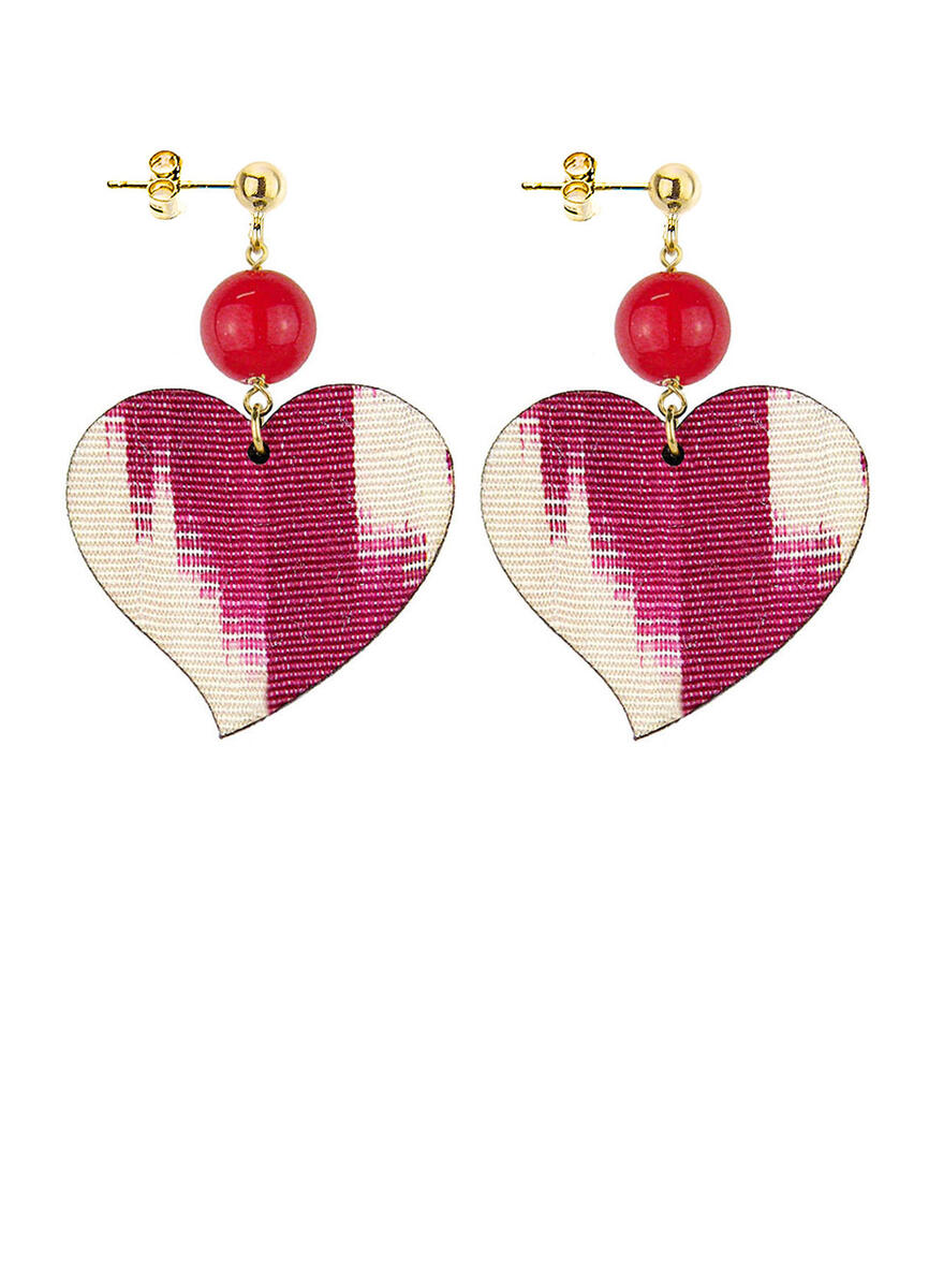 Large Ruby Heart Earrings - Lebole Maison