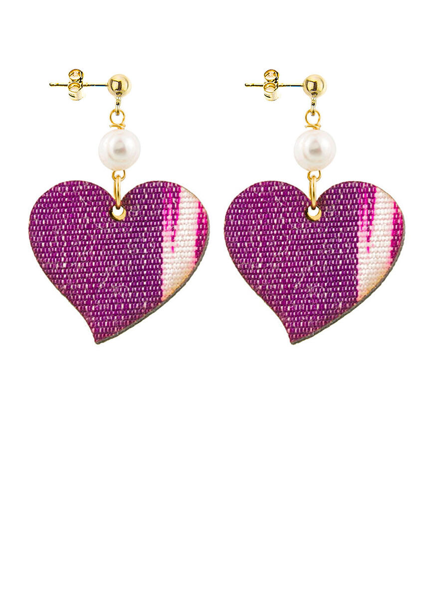 Orecchini Cuore Grande Viola - Lebole Maison
