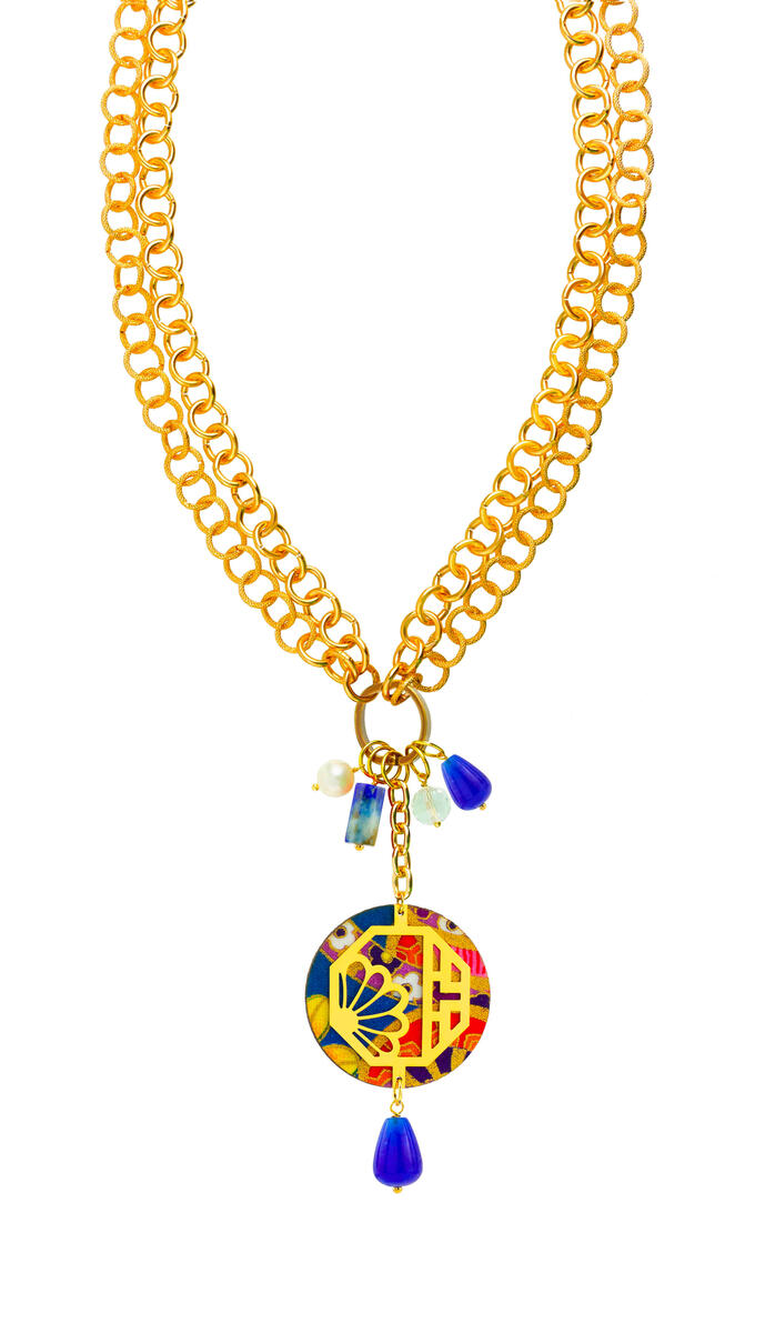 Collana Doppia Fiore Blu - Lebole Maison