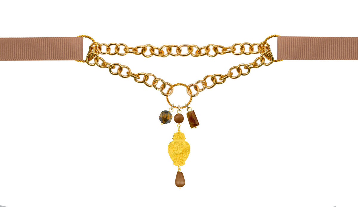 Collana Gros Grain Beige Potiche - Lebole Maison