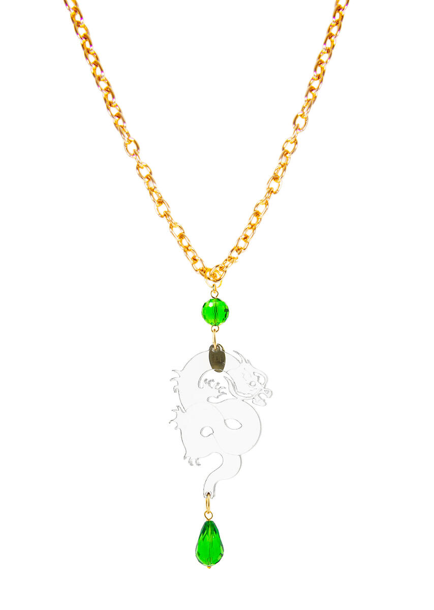 Collana Drago Plexi Trasparente Verde Chiaro - Lebole Maison