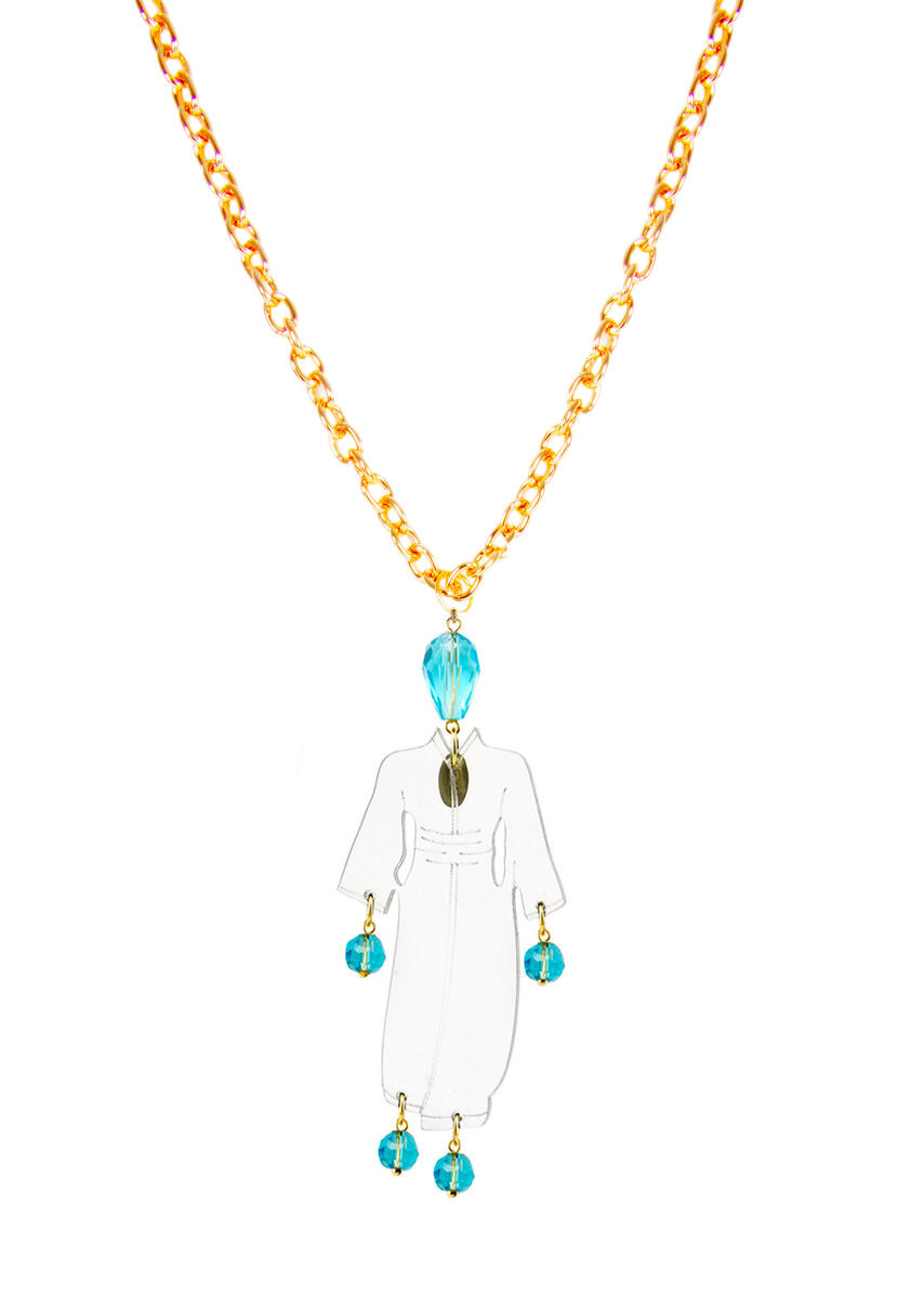 Collana Kimono Plexi Trasparente Celeste - Lebole Maison
