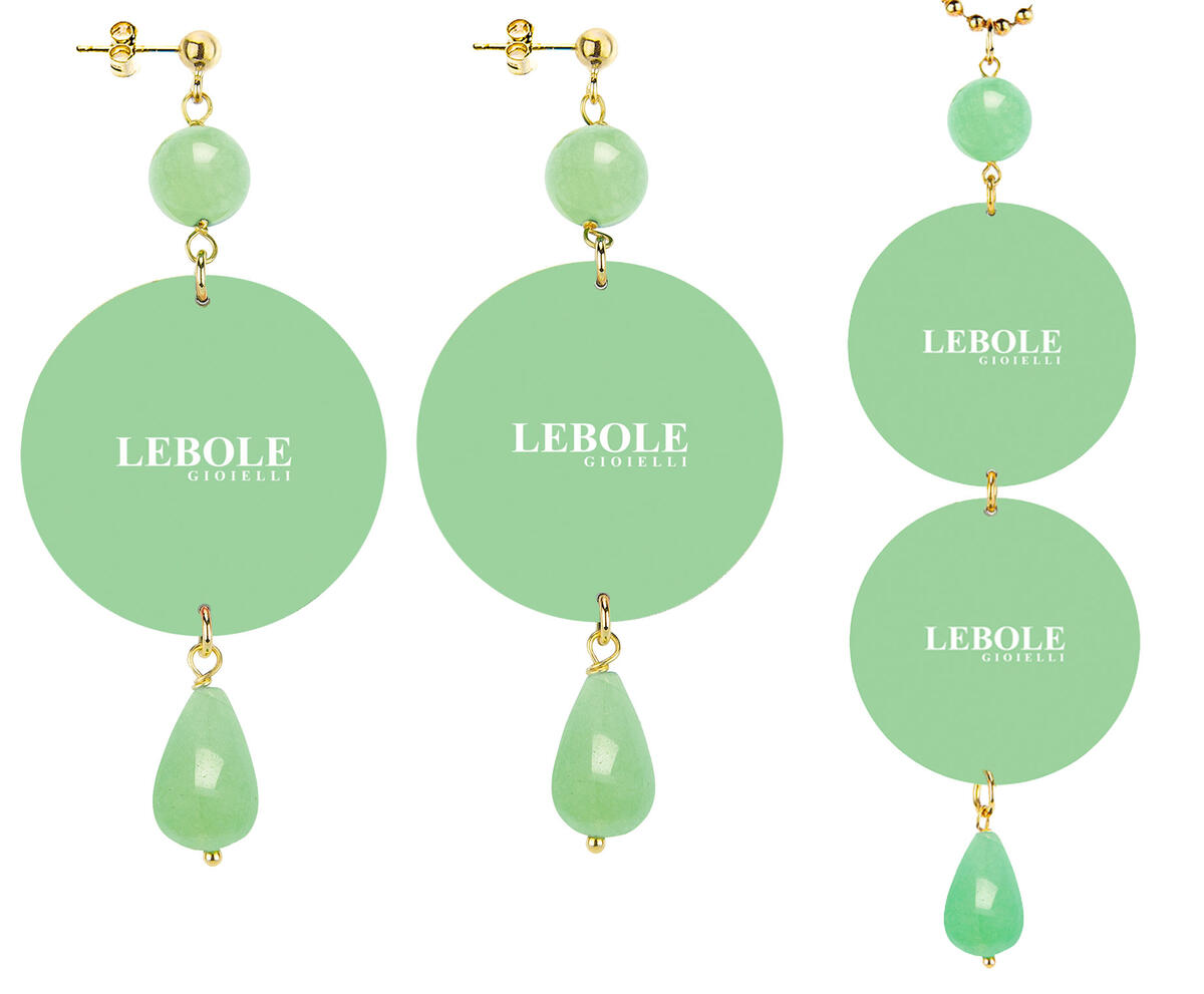 Classic Jade Green Flower Necklace And Earrings Set - Lebole Maison