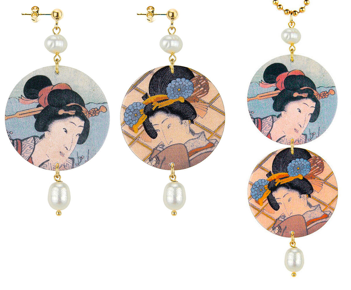 Parure Orecchini E Collana Samurai Classico Perla - Lebole Maison