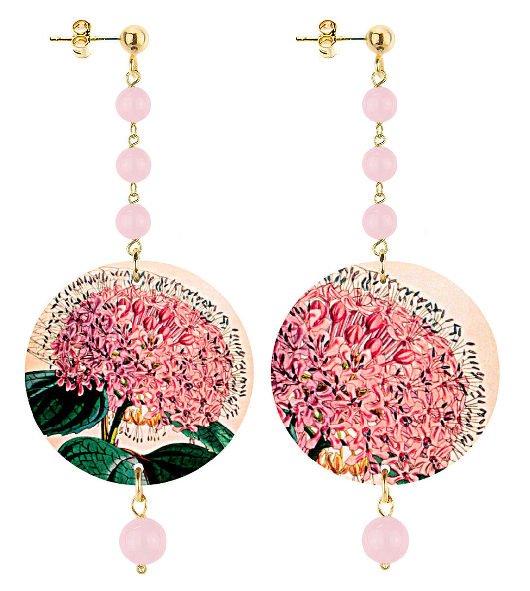 Orecchin Ortensia Piccolo Lungo Rosa - Lebole Maison