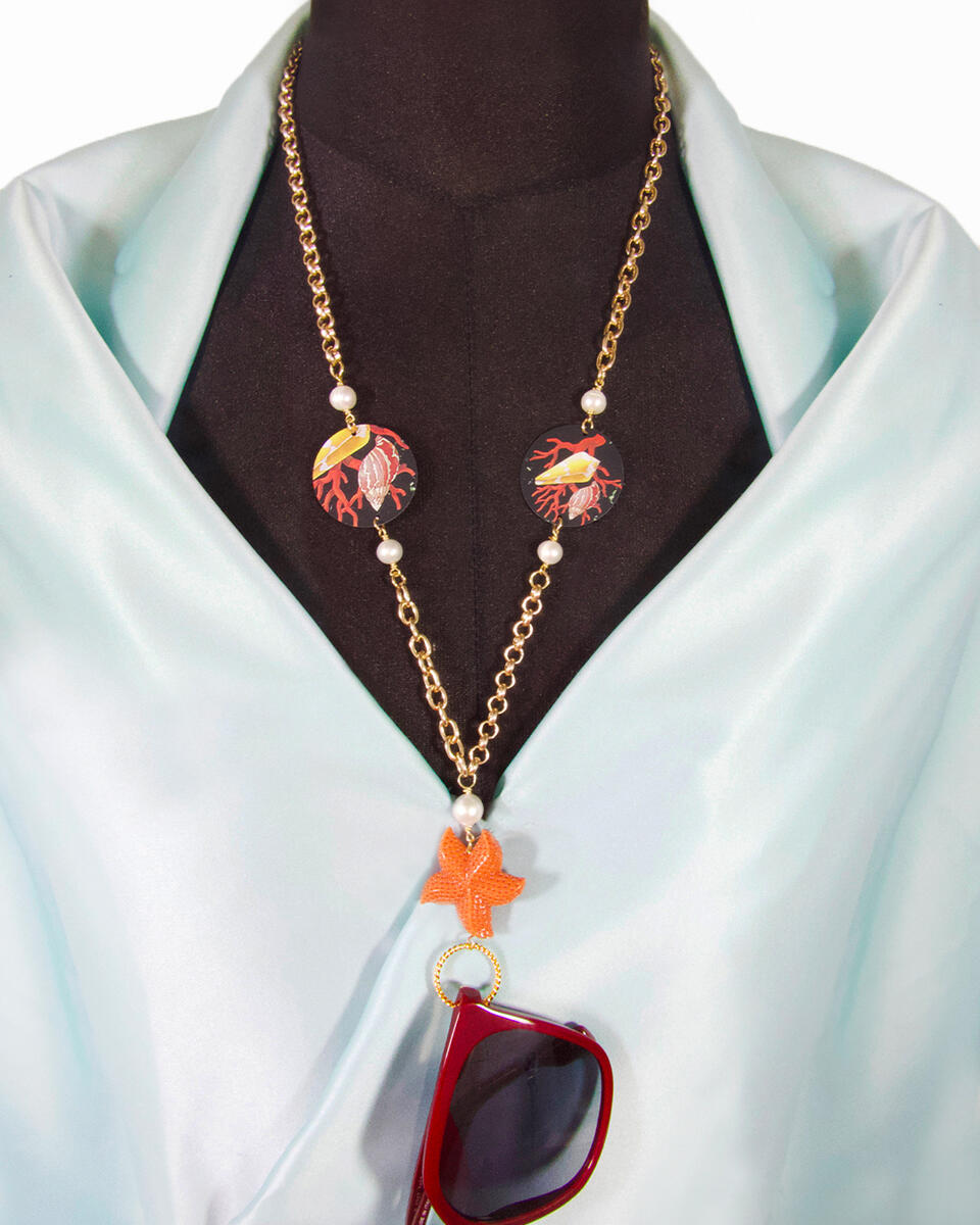 Small Pearl Shell Glasses Chain - Lebole Maison