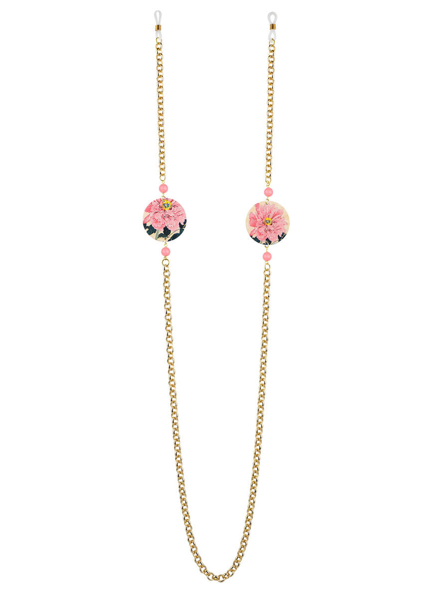 Small Pink Gradient Pink Flower Glasses Chain - Lebole Maison