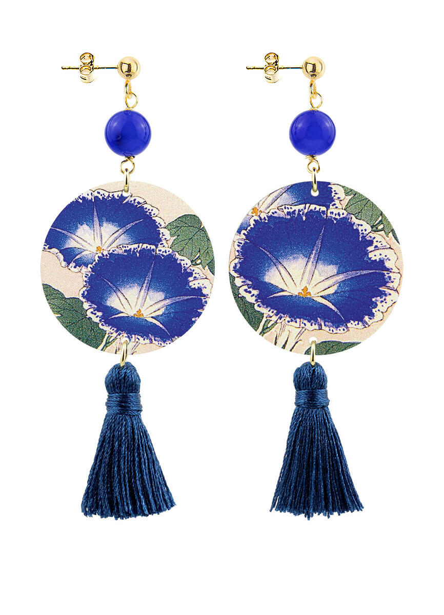Orecchini Circle Piccolo Fiore Blu Nappa Blu - Lebole Maison