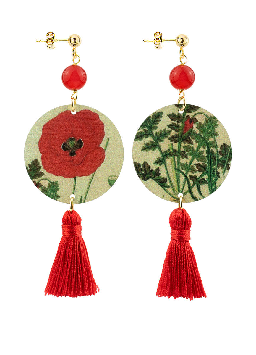 Orecchini Circle Piccolo Papavero Nappa Rosso - Lebole Maison