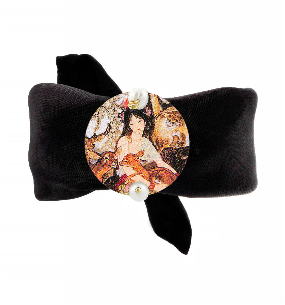 Bracciale Nero Biancaneve Piccolo Perla - Lebole Maison