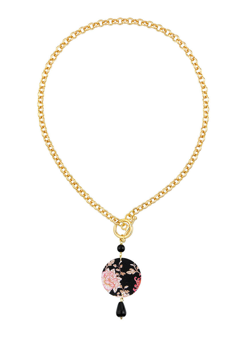 Collana Fiore Rosa Piccolo Nero - Lebole Maison