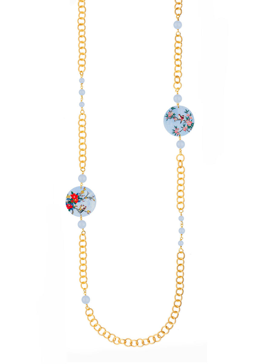 Collana Lebolina Classico Ramo Fiori Celeste - Lebole Maison