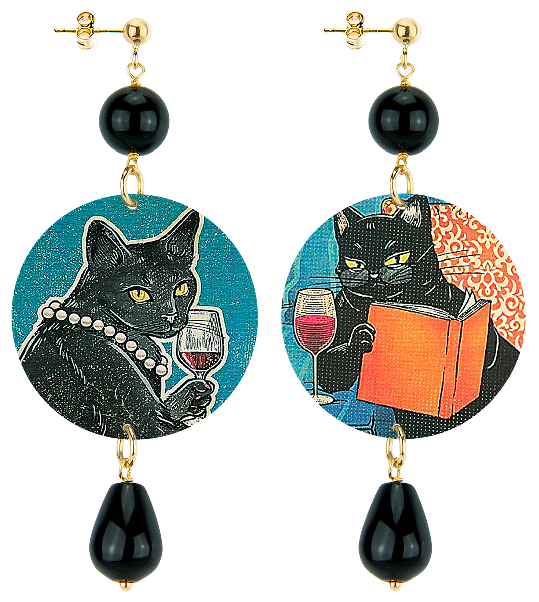 Orecchini Gatto Classico Nero - Lebole Maison