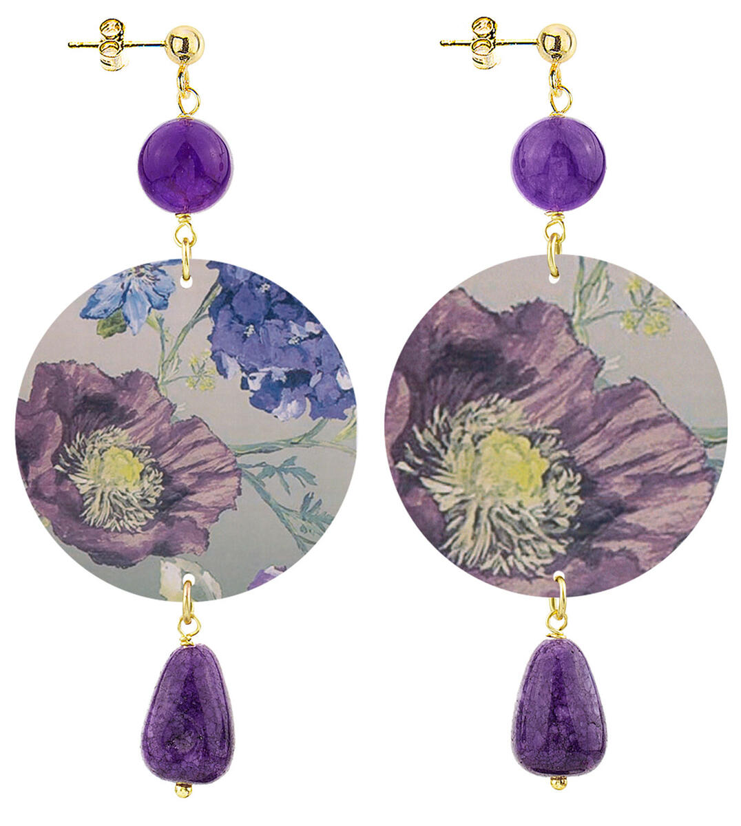 Orecchini Fiori Viola Classico Viola - Lebole Maison