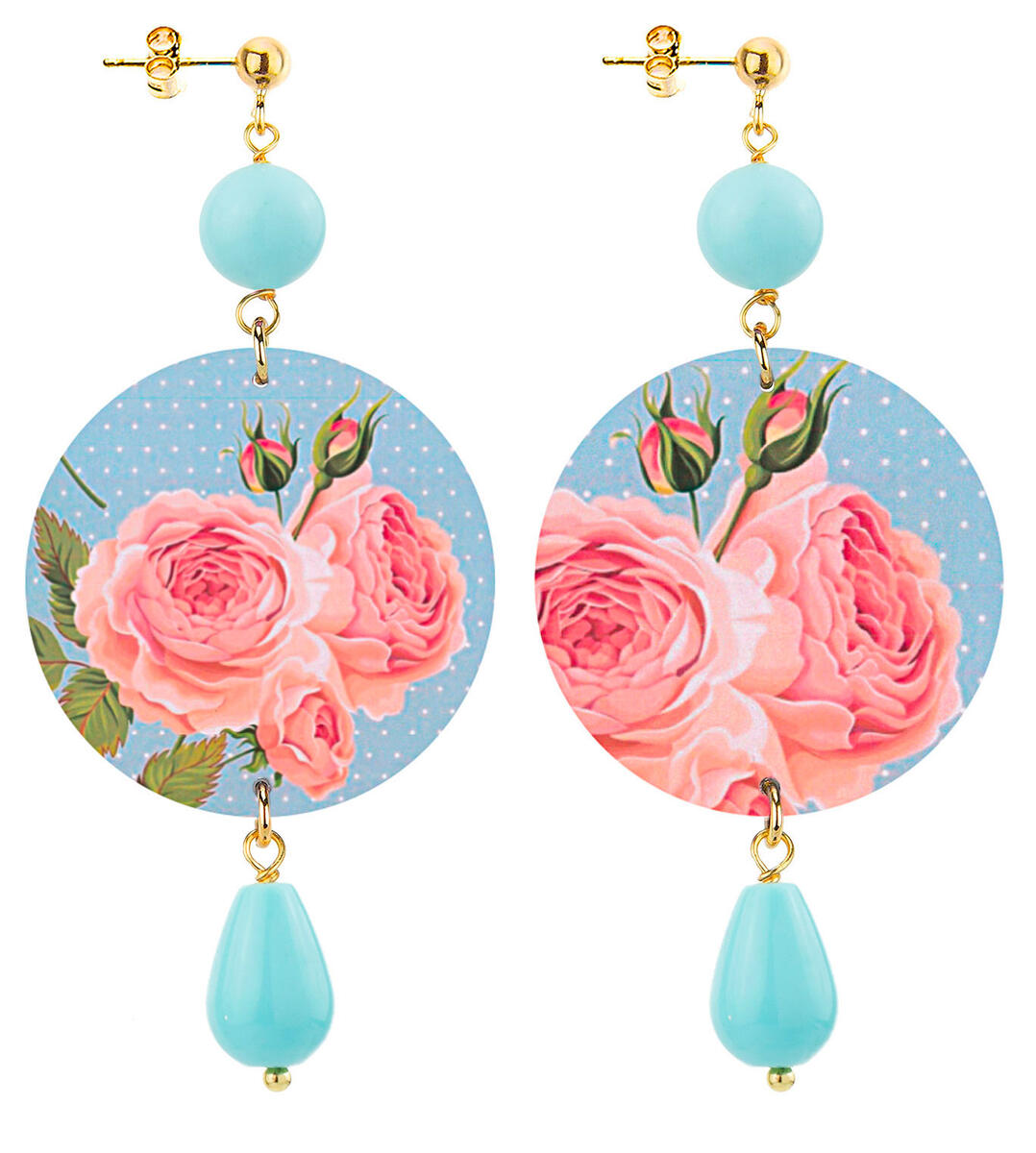 Orecchini Rose Rosa Classico Turchese - Lebole Maison