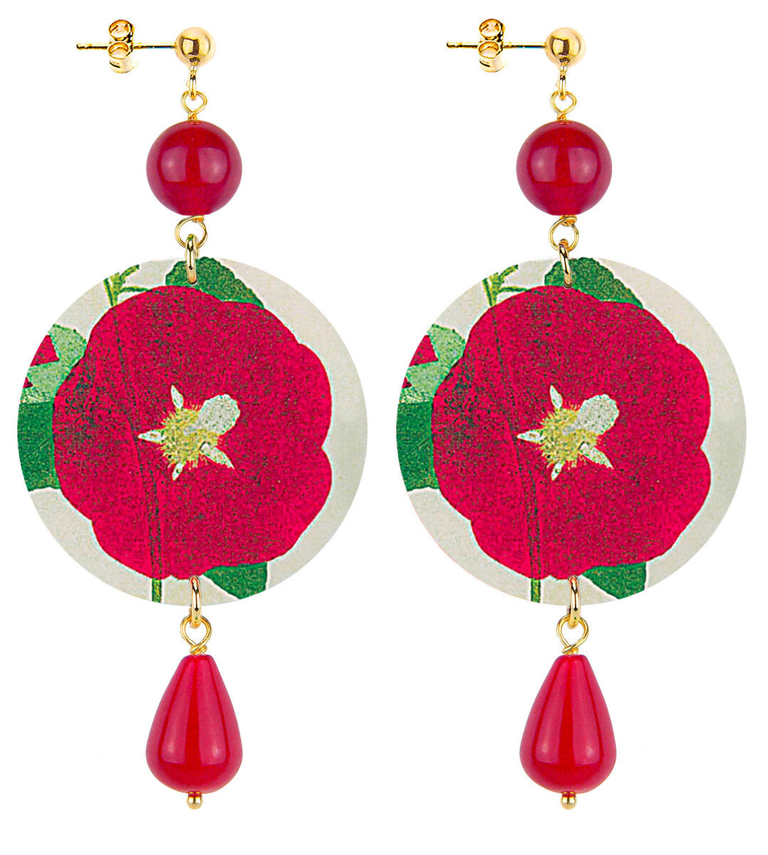 Orecchini Fiore Rosso Classico Rubino - Lebole Maison