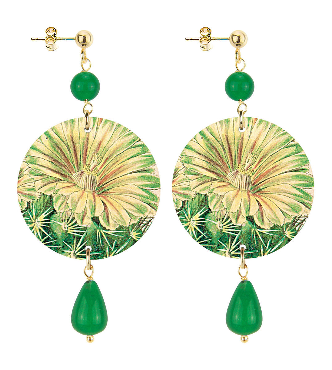 Orecchini Fiore Di Cactus Piccolo Verde - Lebole Maison