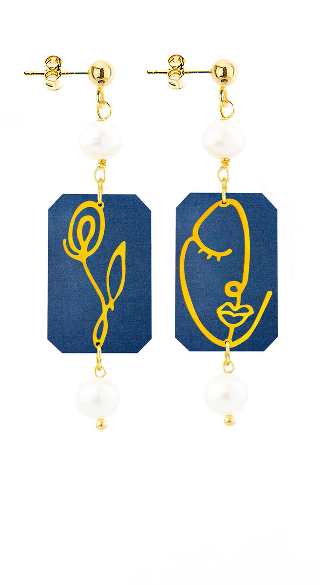 Orecchini Viso E Fiore Mini Perla - Lebole Maison