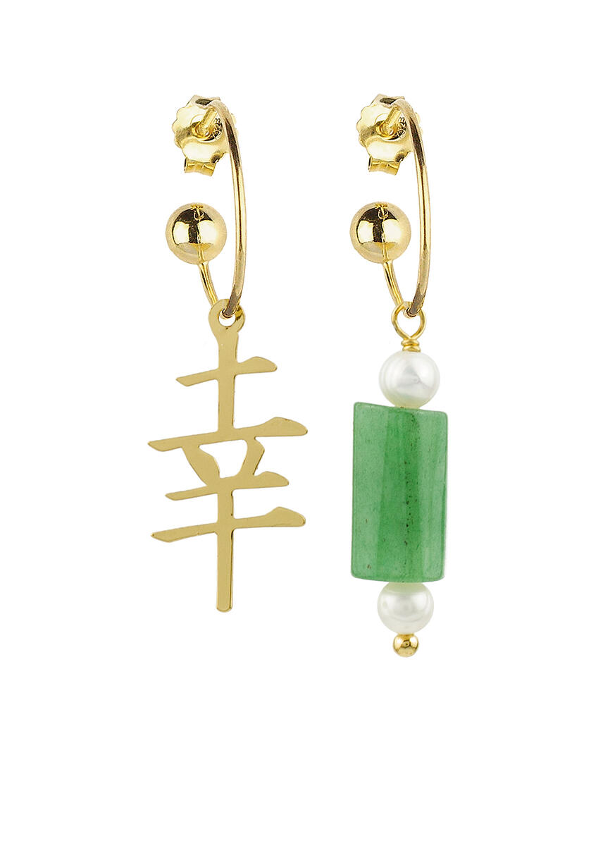 Orecchini Kanji Hoop Fortuna Verde - Lebole Maison