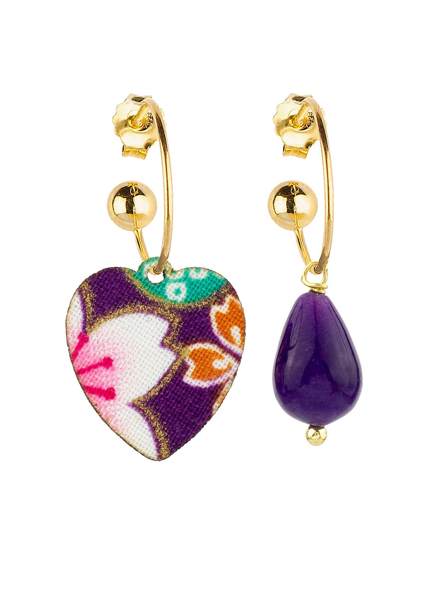 Orecchini Hoop Cuore Viola - Lebole Maison