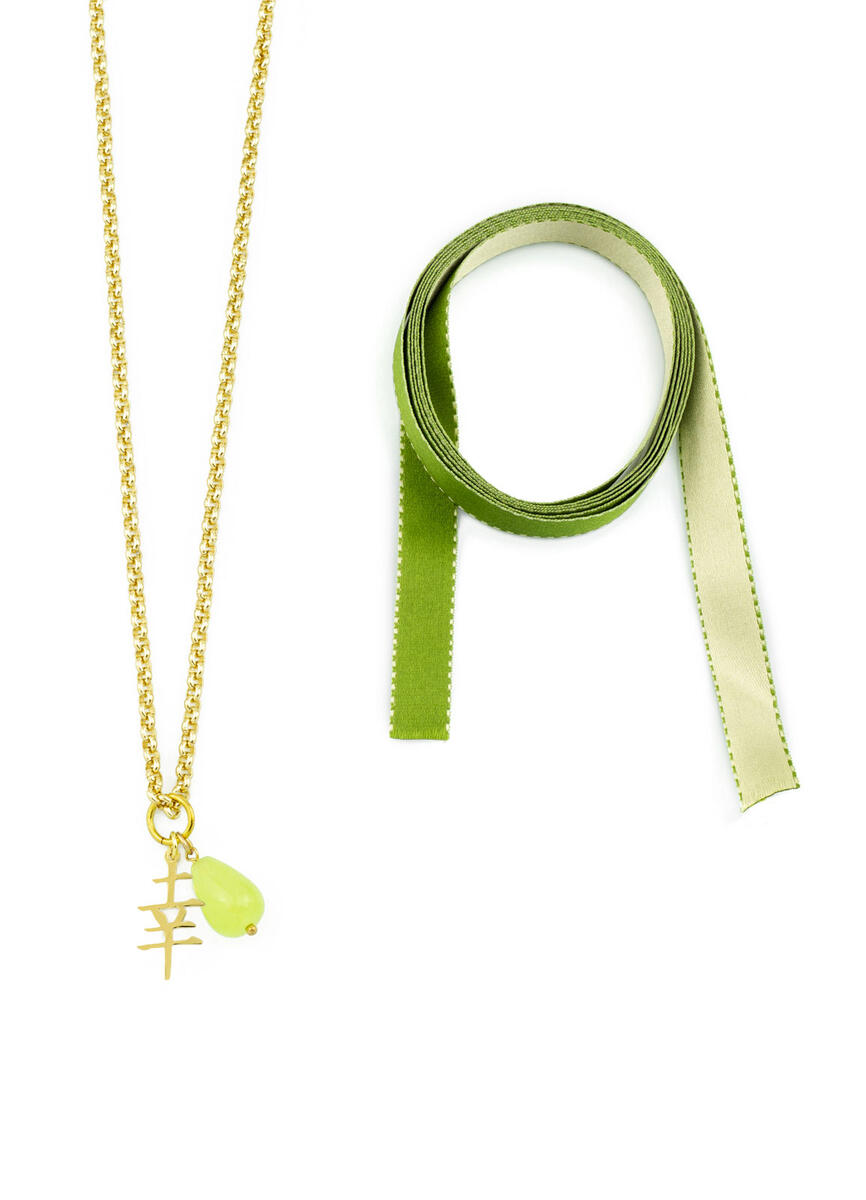 Green Fortune Fabric Necklace - Lebole Maison