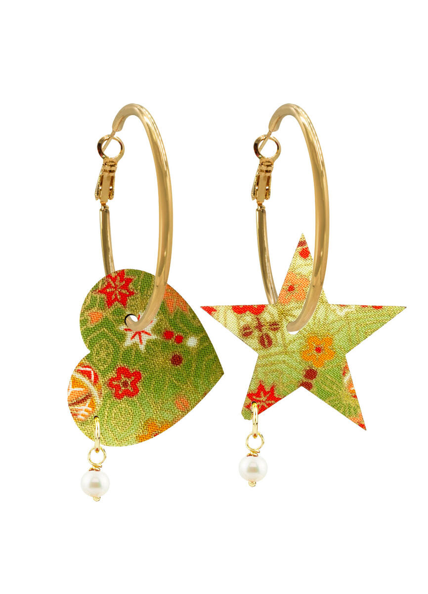 Heart And Star Pearl Bell Earrings - Lebole Maison