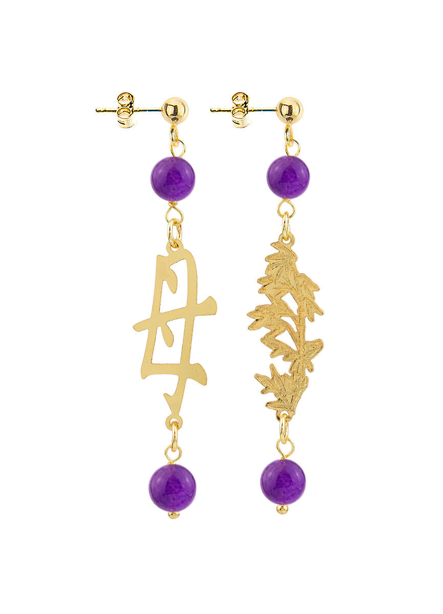 Orecchini Kanji Mamma Oro Mini Viola - Lebole Maison