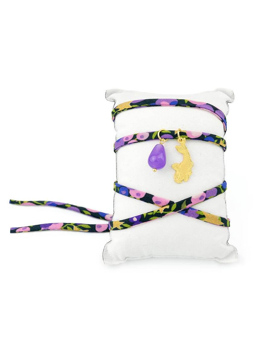 Bracciale/collana Tessuto Fiori Koi Lilla - Lebole Maison