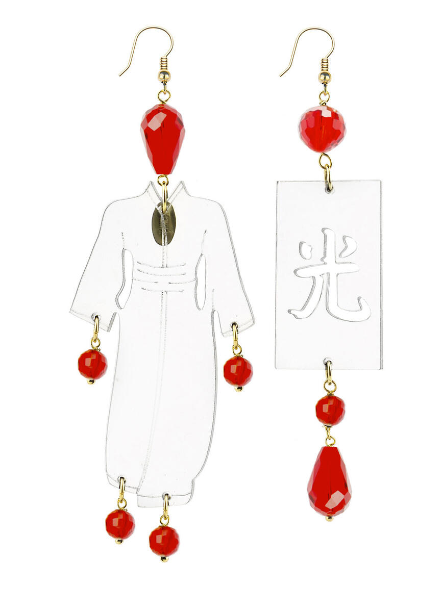 Orecchini Kimono Plexi Trasparente Grande Rubino - Lebole Maison