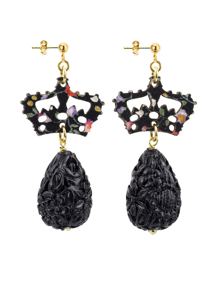 Orecchini Kaguya Corona Mini Nero - Lebole Maison