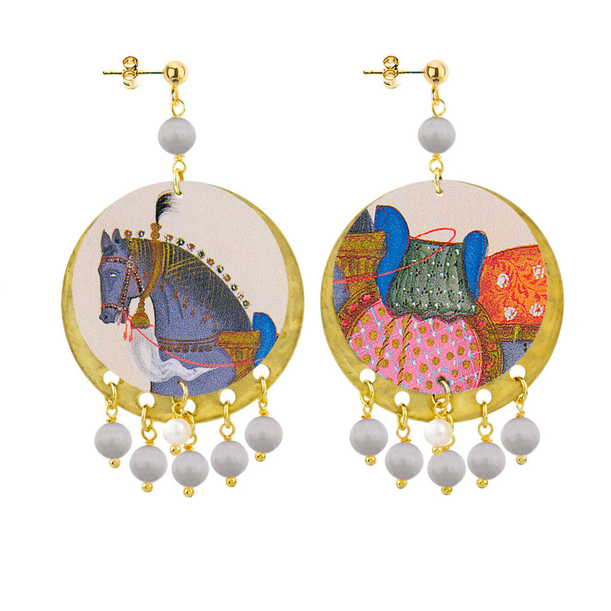 Orecchini Cavallo Classico Grigio Chiaro - Lebole Maison