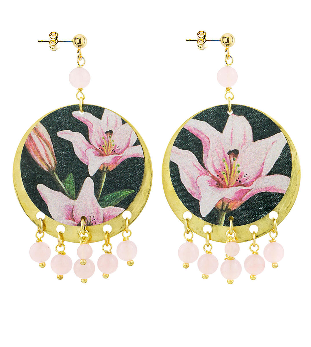 Orecchini Fiori Rosa Rosa - Lebole Maison