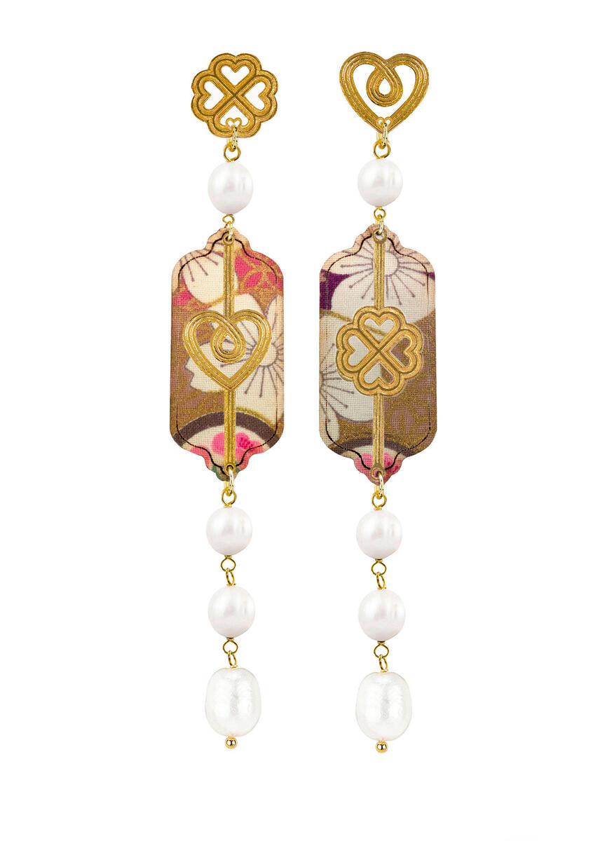 Orecchini Cuore E Quadrifoglio Mini Lungo Perla - Lebole Maison