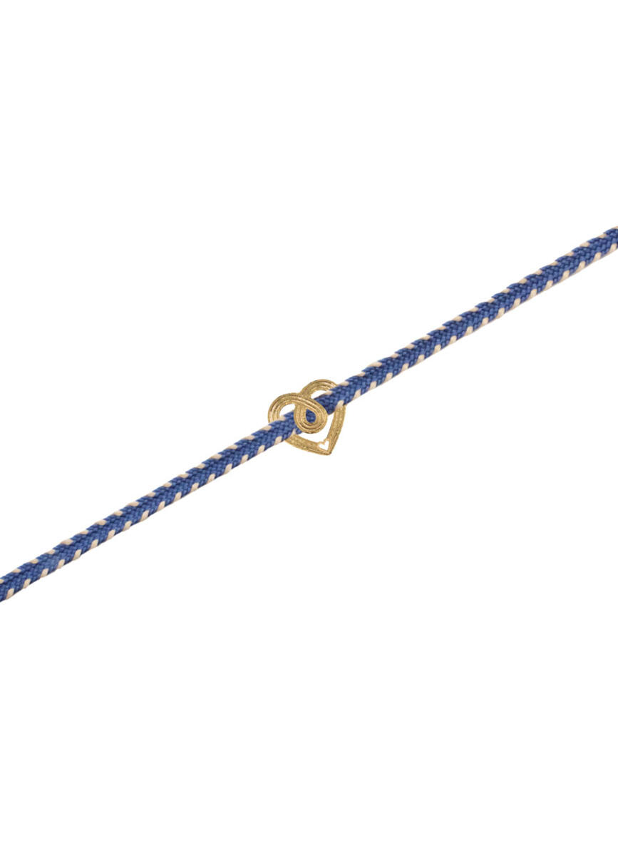 Bracciale Cuore Tessuto Bianco E Azzurro - Lebole Maison