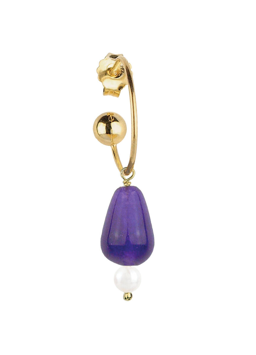 Orecchino Hoop Goccia Viola Perla - Lebole Maison