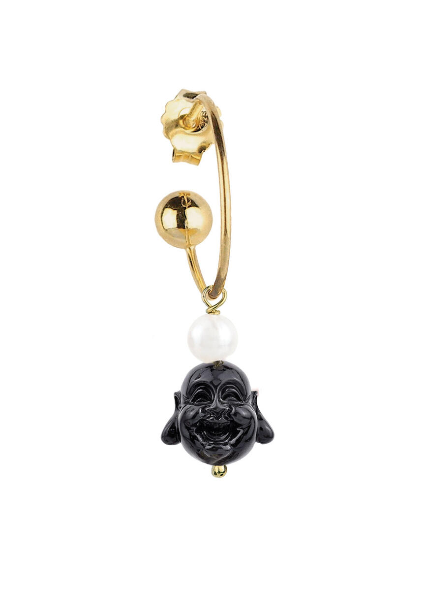 Orecchino Hoop Buddha Nero Perla - Lebole Maison