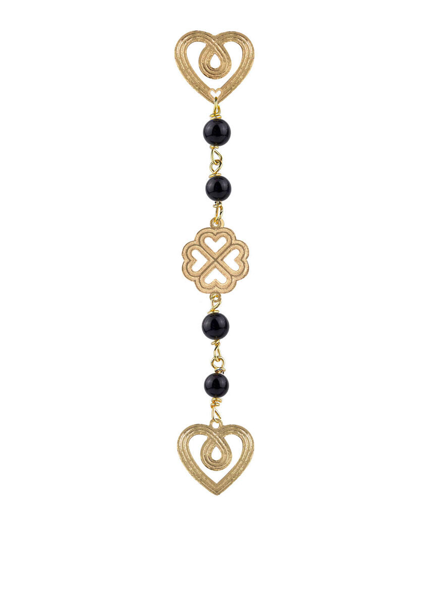 Orecchino Cuore Quadrifoglio Nero - Lebole Maison