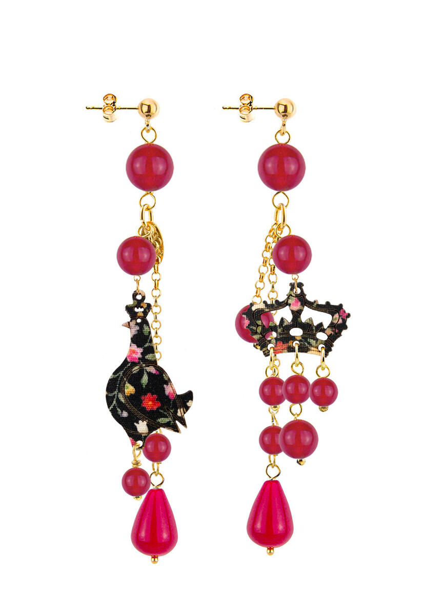 Regalina Short Tuft Ruby Earrings - Lebole Maison