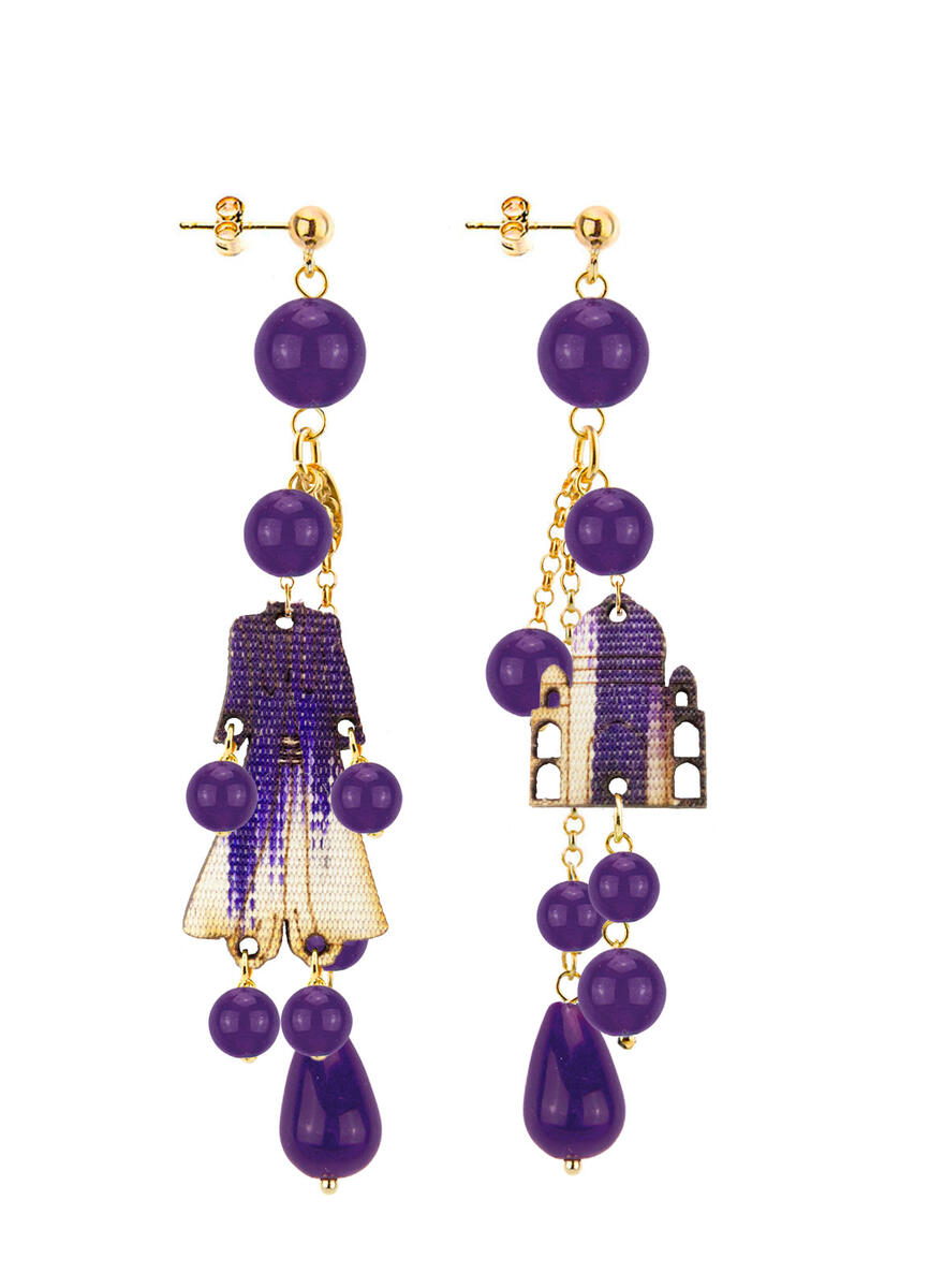 Purple Short Tuft Architecture Earrings - Lebole Maison