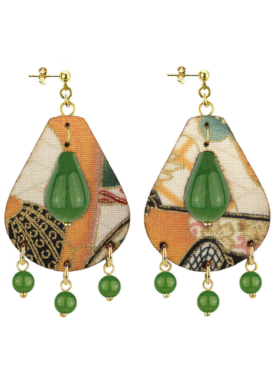 Orecchini Tanmono Goccia Piccoli Verde Oliva - Lebole Maison