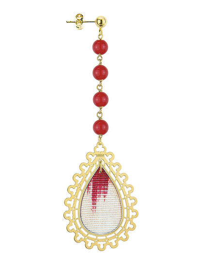 Rosary Red Earring - Lebole Maison
