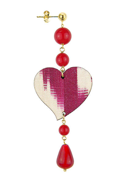 Big Red Heart Stones Earring - Lebole Maison