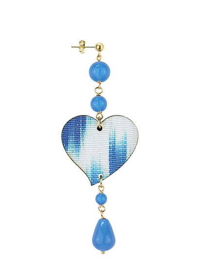 Small Light Blue Heart Stone Earring - Lebole Maison