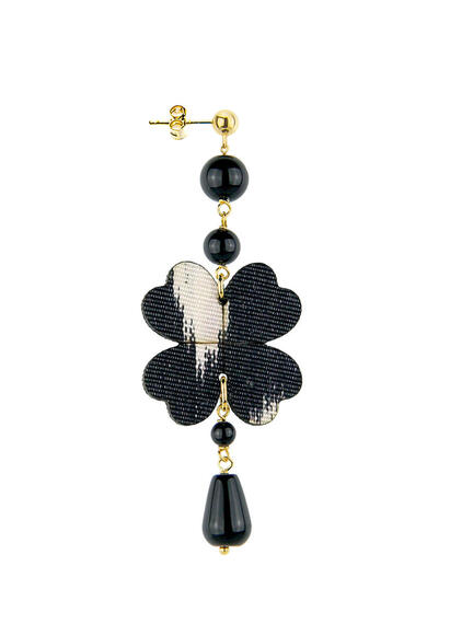 Black Four-leaf Clover Earring - Lebole Maison