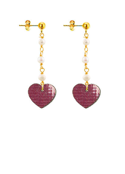 Orecchini Cuore Rosario Perla Rubino - Lebole Maison