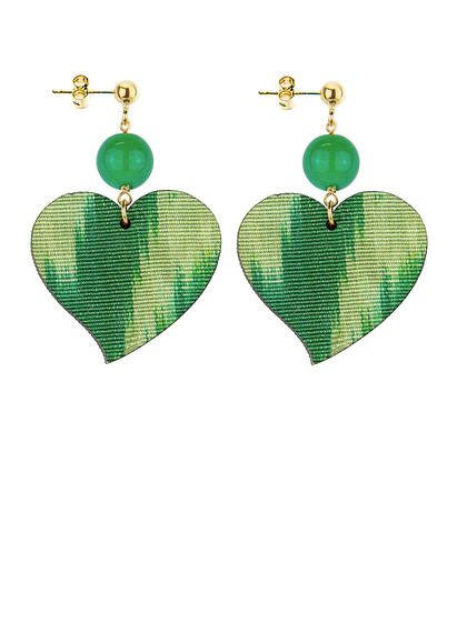 Orecchini Cuore Grande Verde - Lebole Maison