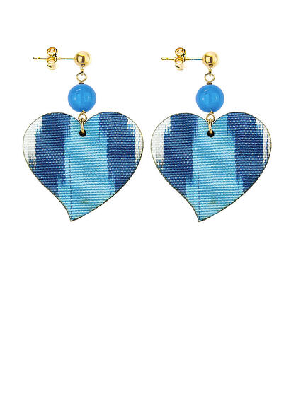 Orecchini Cuore Medio Azzurro - Lebole Maison