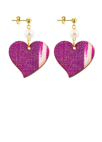 Orecchini Cuore Medio Viola - Lebole Maison