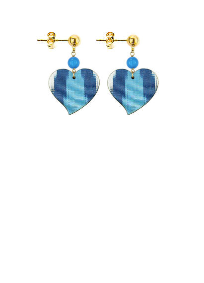 Small Blue Heart Earrings - Lebole Maison